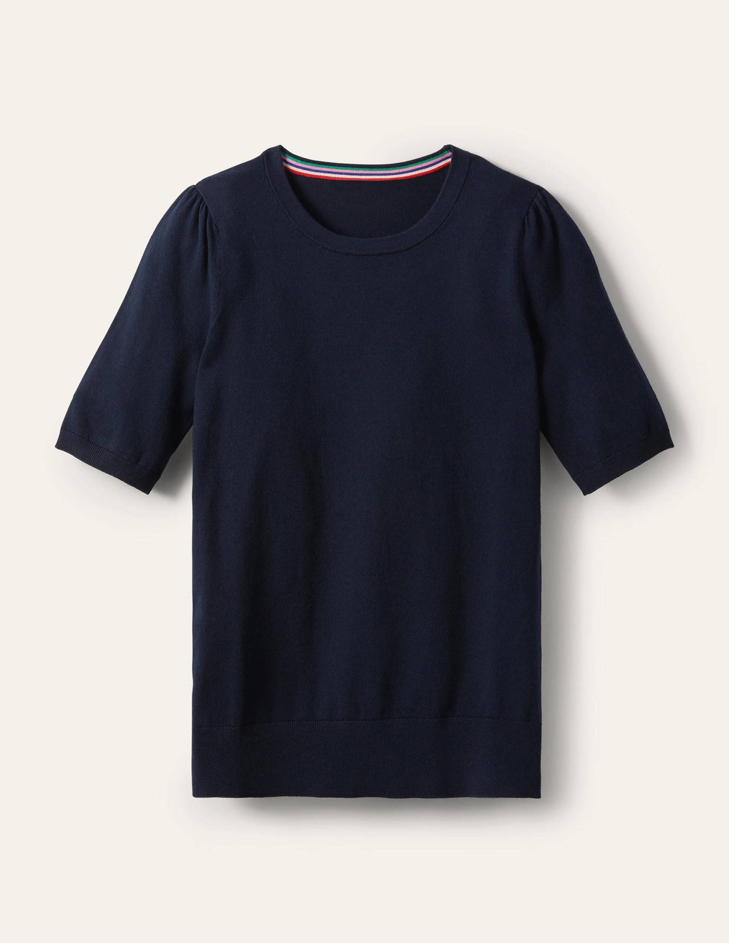 Cotton Crew Knitted Top-Navy