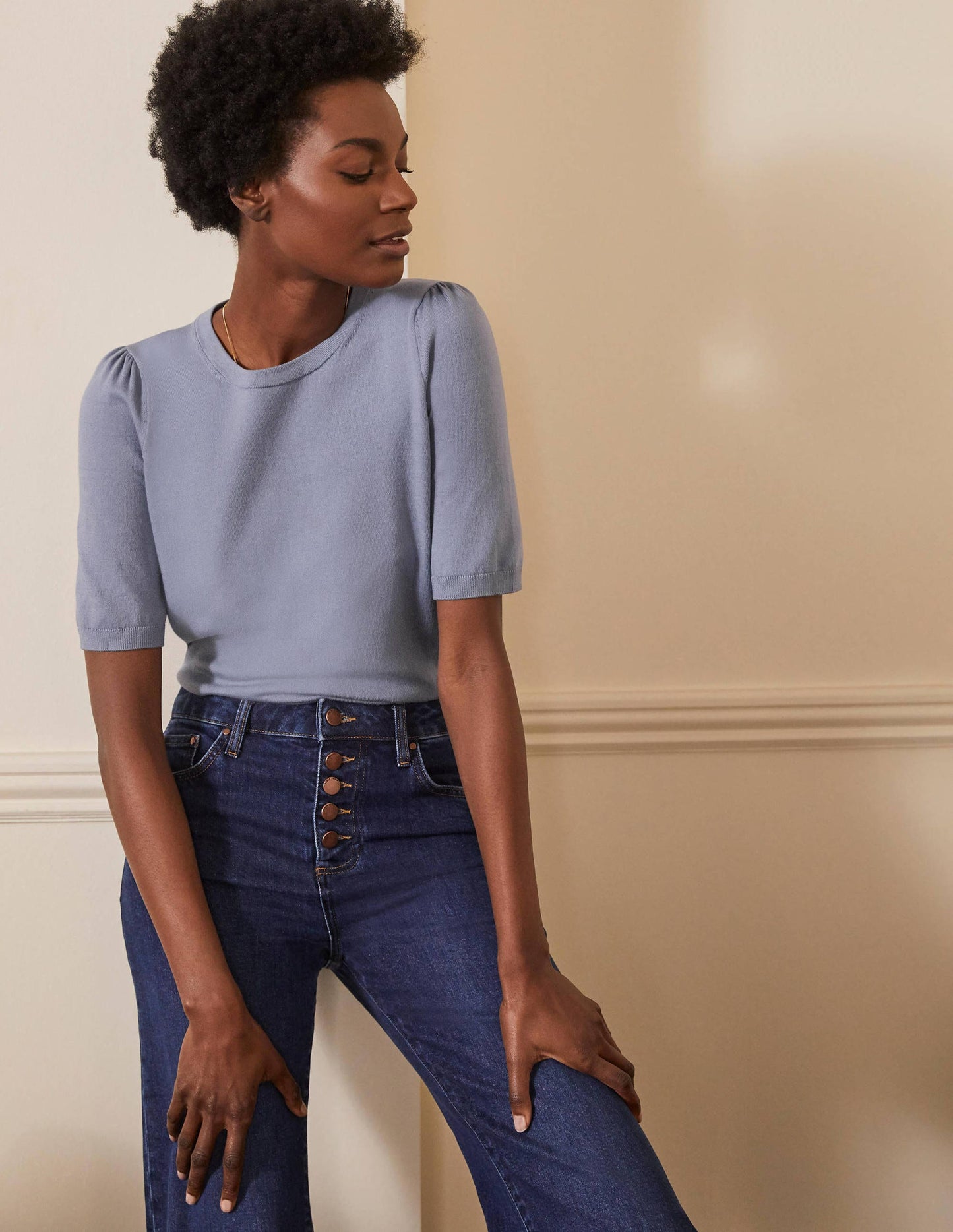 Cotton Crew Knitted Top-River