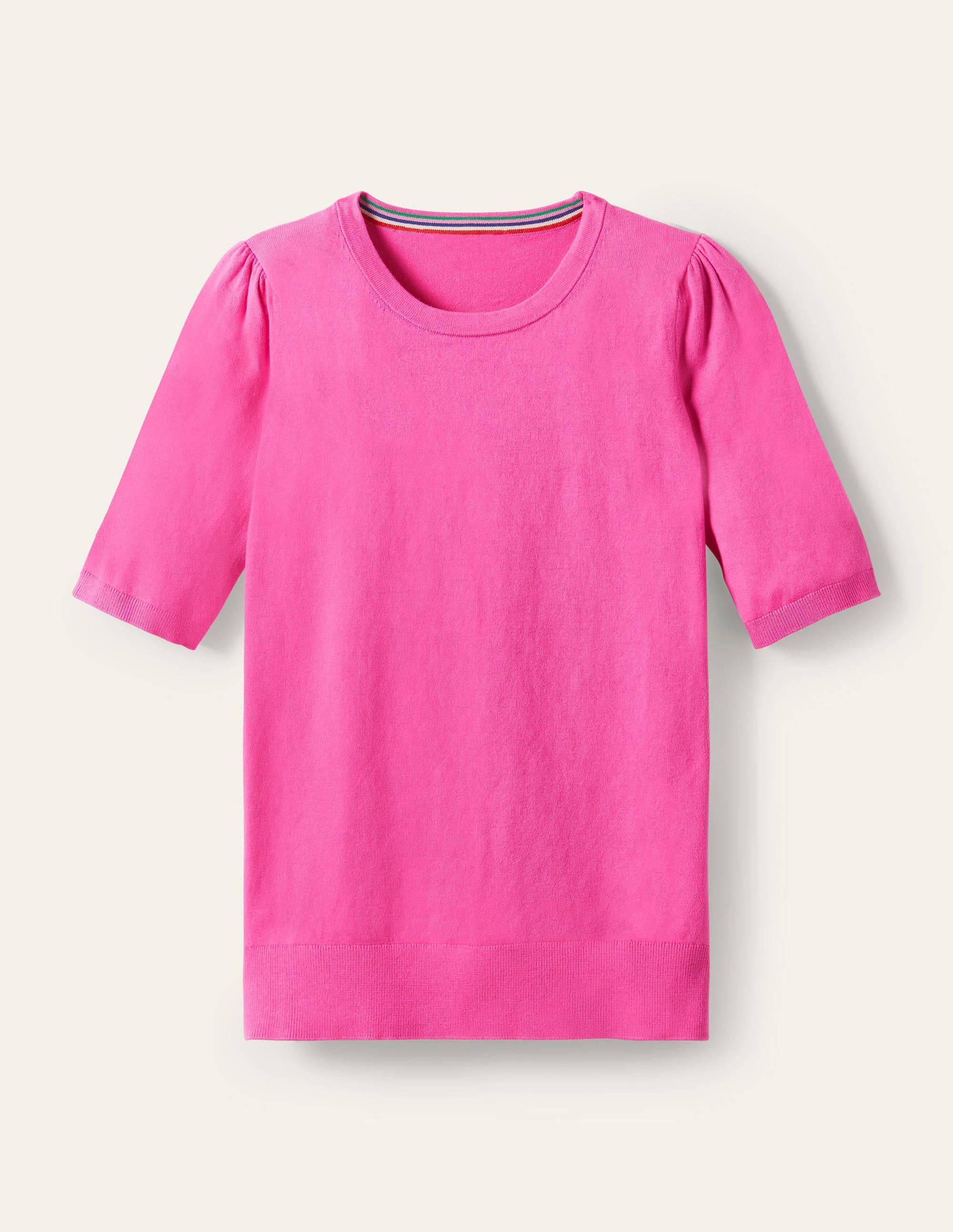 Cotton Crew Knitted Top-Candy Pink - Image 5