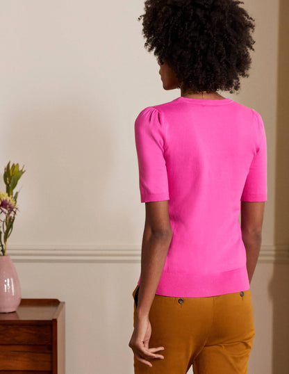 Cotton Crew Knitted Top-Candy Pink-3