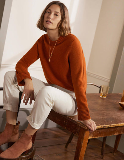 Cashmere Cuff Detail Jumper-Carnelian Red-1