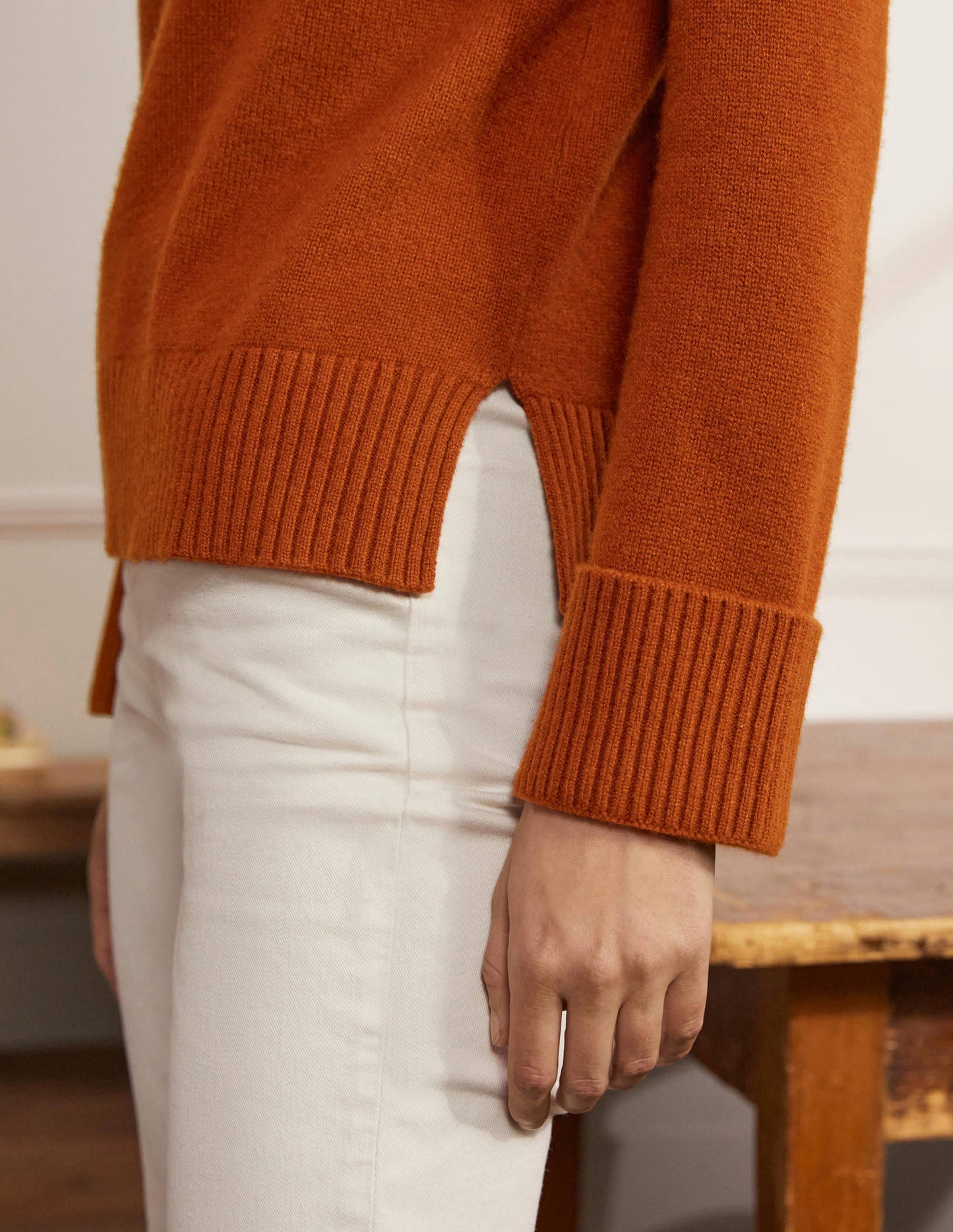 Cashmere Cuff Detail Jumper-Carnelian Red