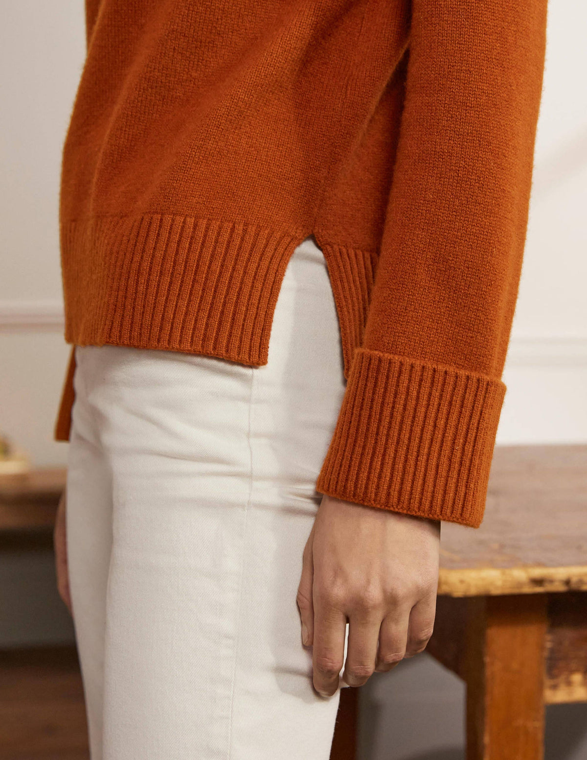 Cashmere Cuff Detail Jumper-Carnelian Red - Image 2