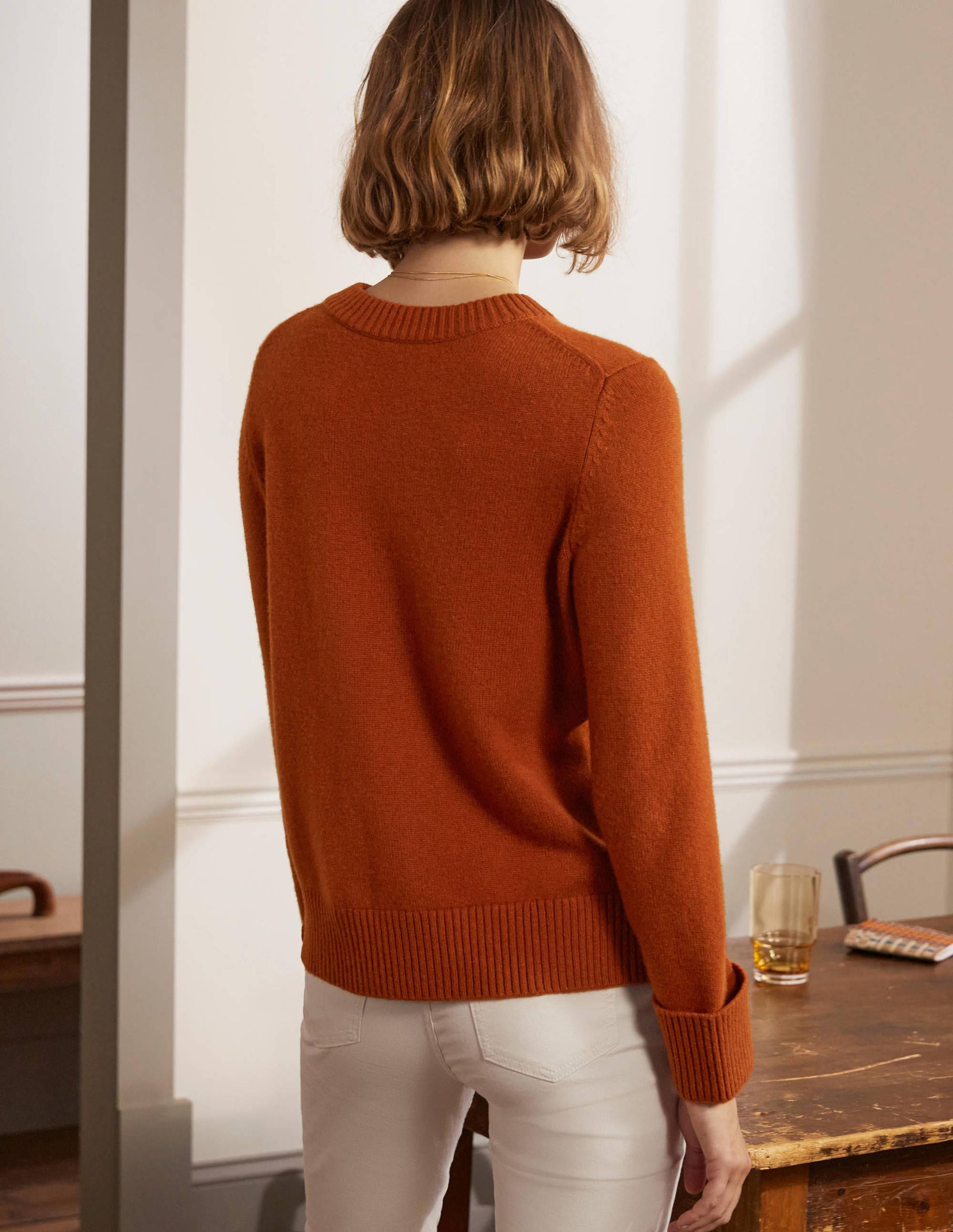 Cashmere Cuff Detail Jumper-Carnelian Red-3