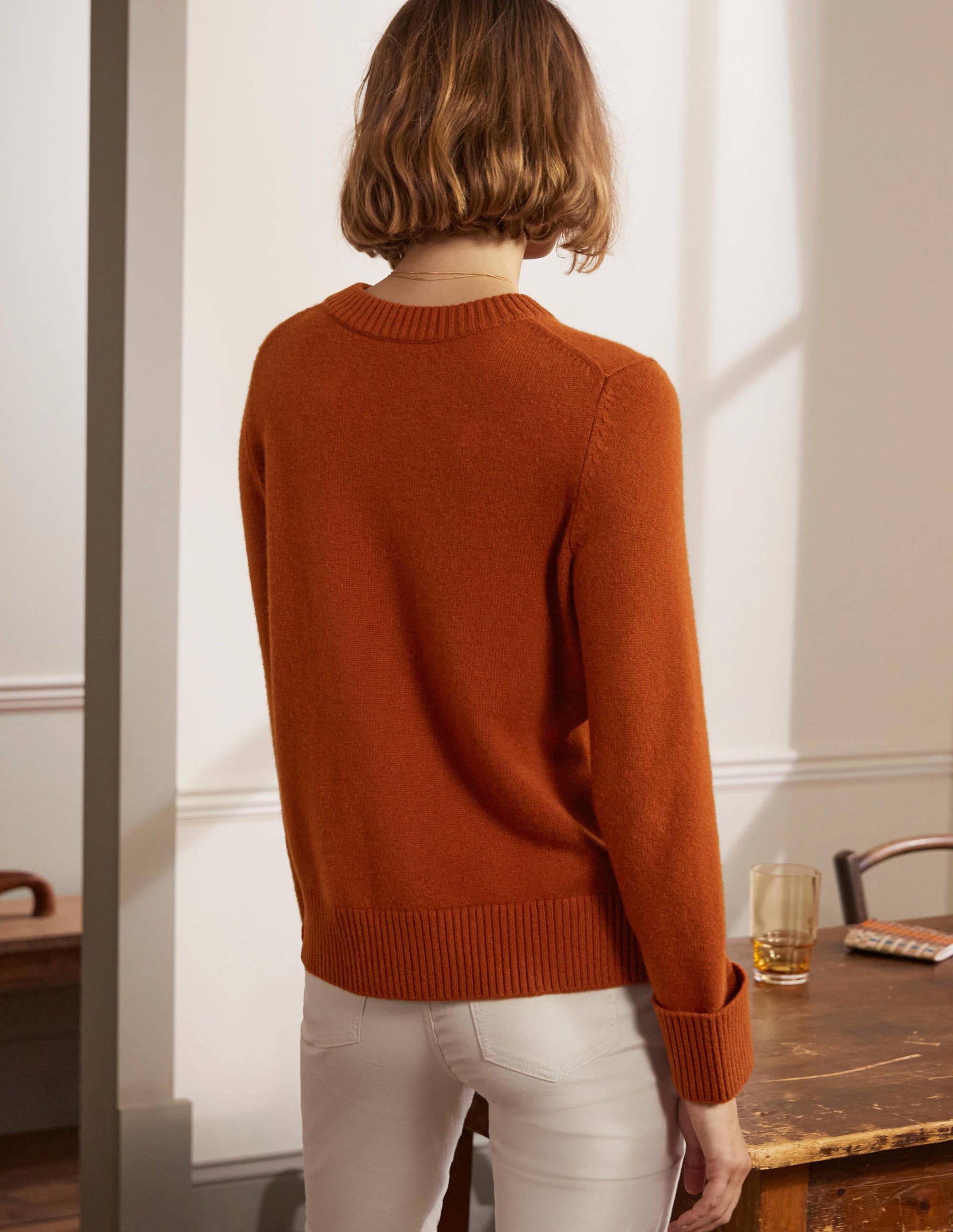 Cashmere Cuff Detail Jumper-Carnelian Red - Image 3