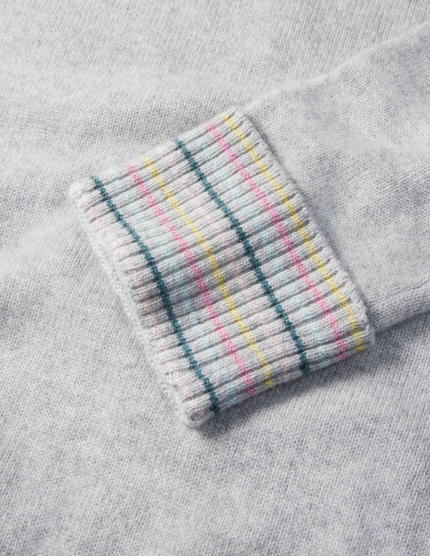 Cashmere Cuff Detail Jumper-Grey Melange