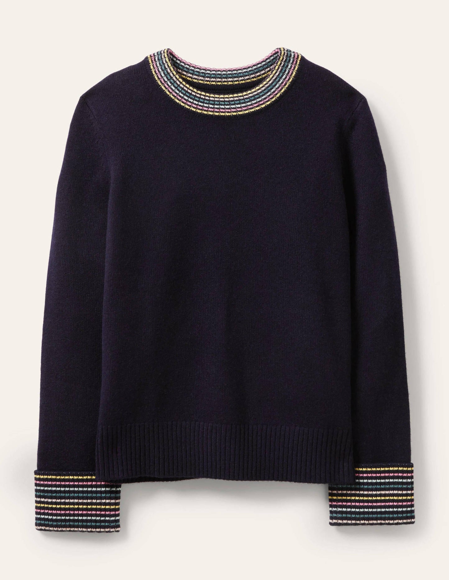 Cashmere Cuff Detail Jumper-Navy