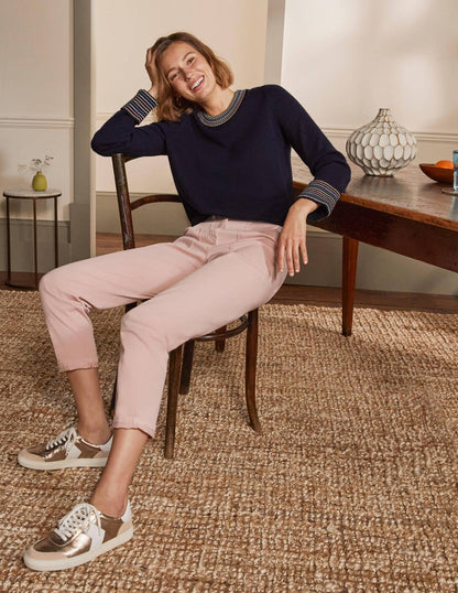 Cashmere Cuff Detail Jumper-Navy-1