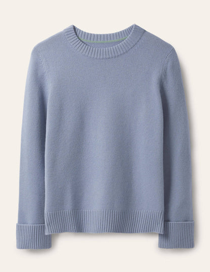 Cashmere Cuff Detail Jumper-Lapis Light Blue-5