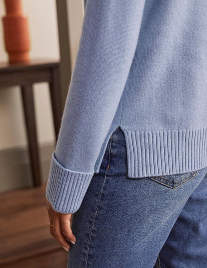 Cashmere Cuff Detail Jumper-Lapis Light Blue-2