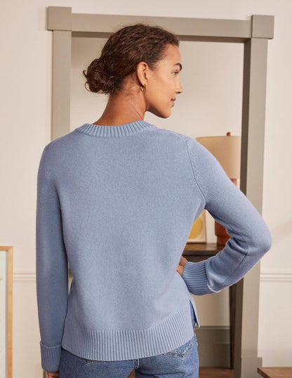 Cashmere Cuff Detail Jumper-Lapis Light Blue-3