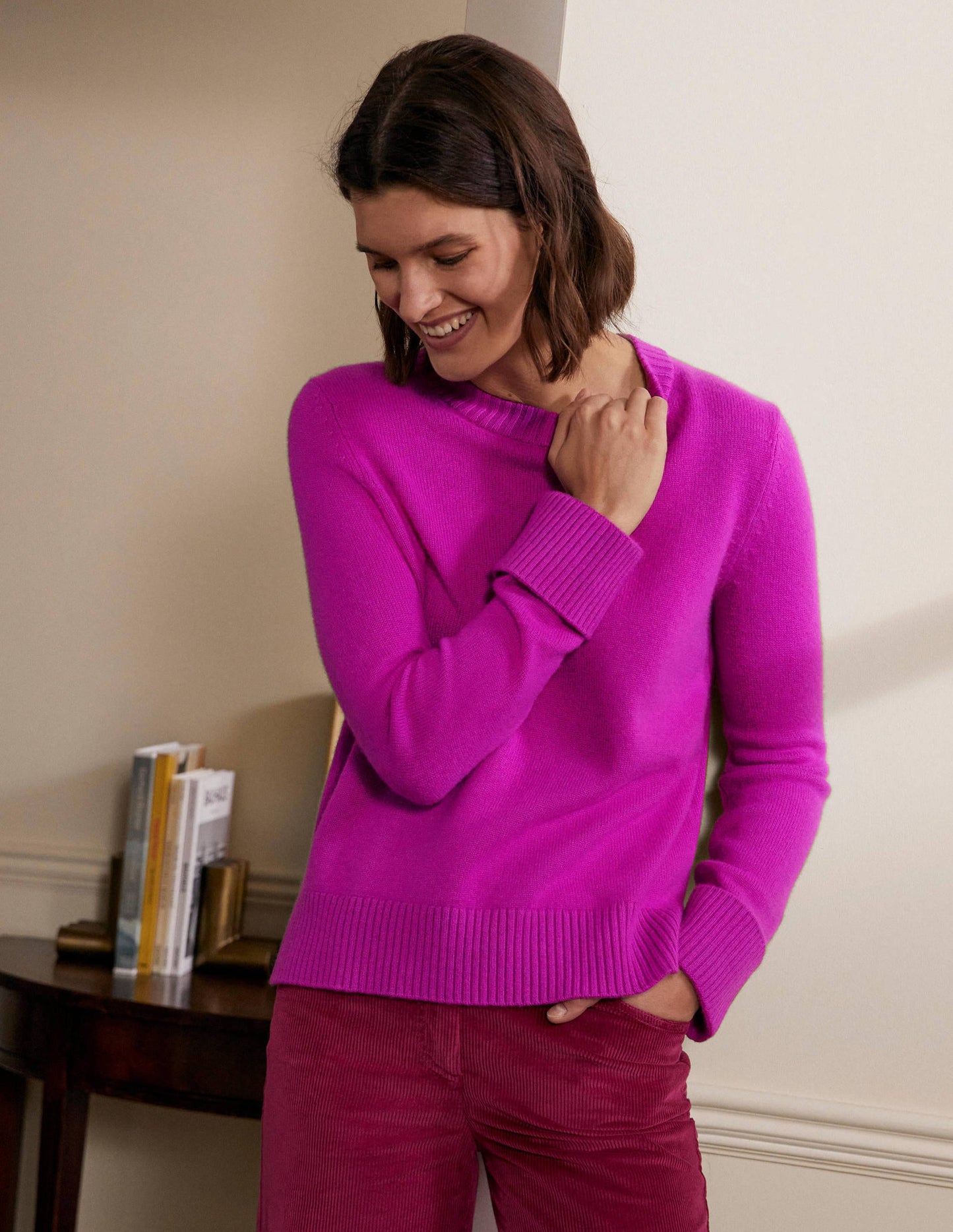 Cashmere Cuff Detail Jumper-Regal Purple
