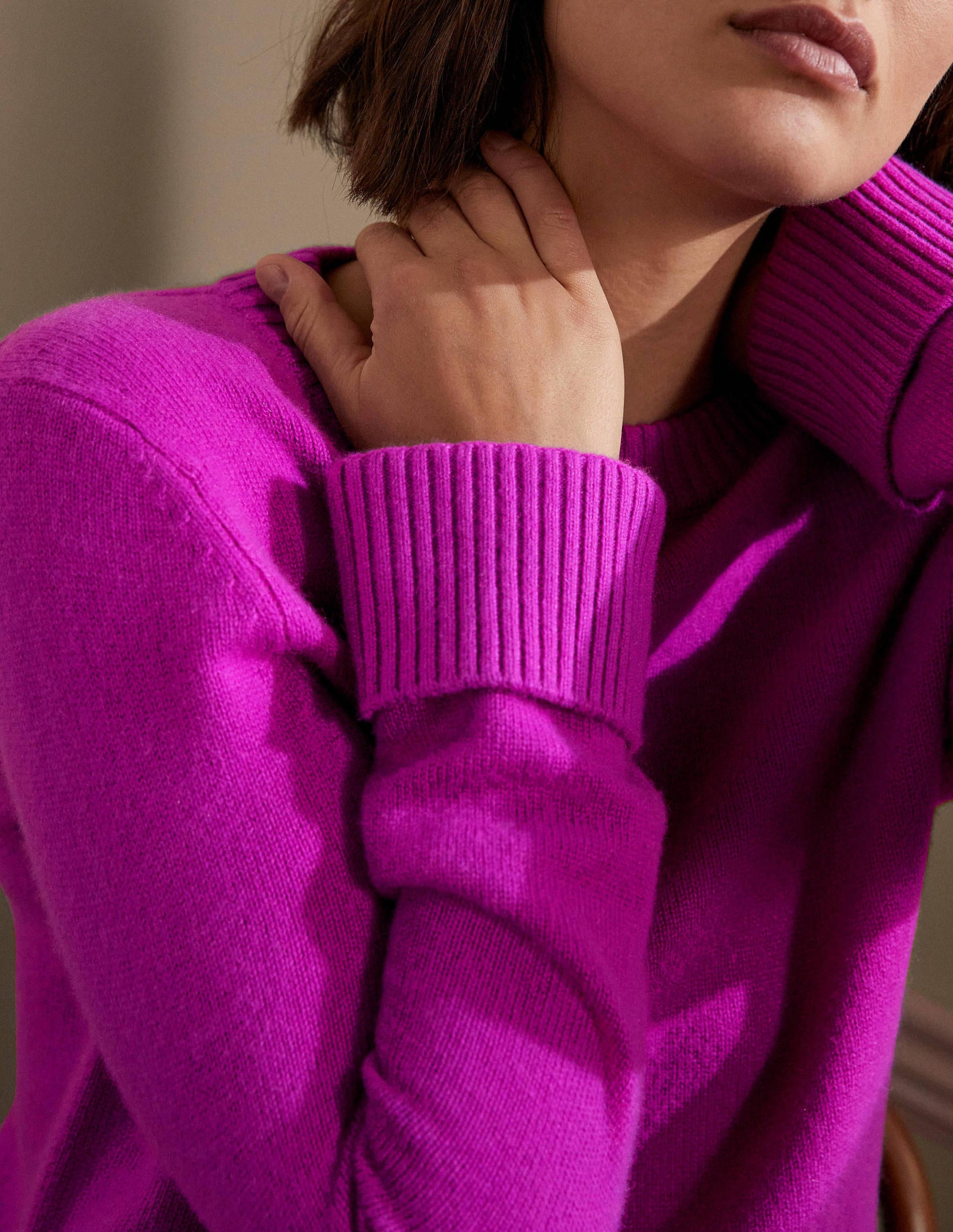 Cashmere Cuff Detail Jumper-Regal Purple-2