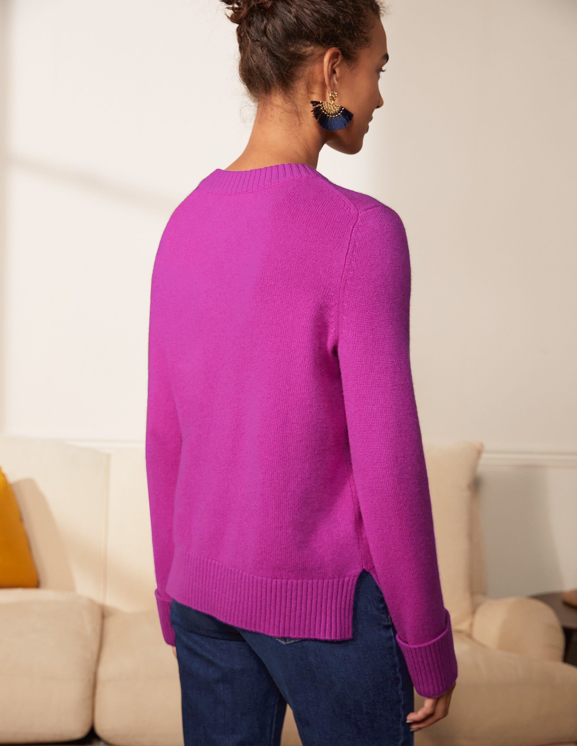 Cashmere Cuff Detail Jumper-Regal Purple - Image 3