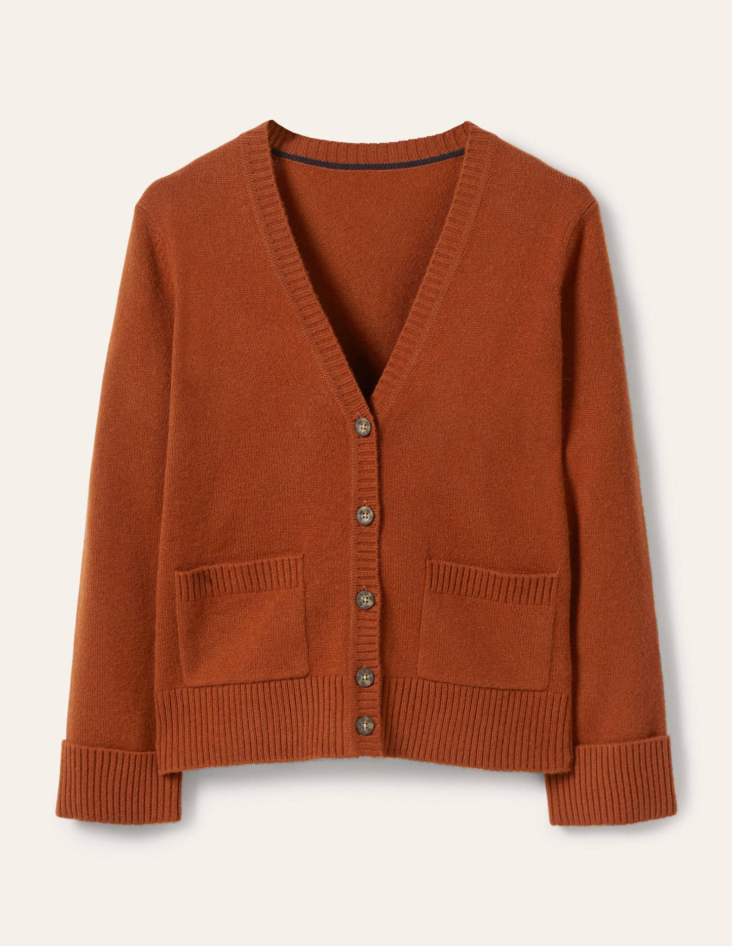 Cashmere Cuff Detail Cardigan-Carnelian Red