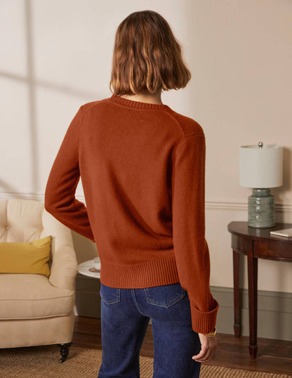 Cashmere Cuff Detail Cardigan-Carnelian Red-3