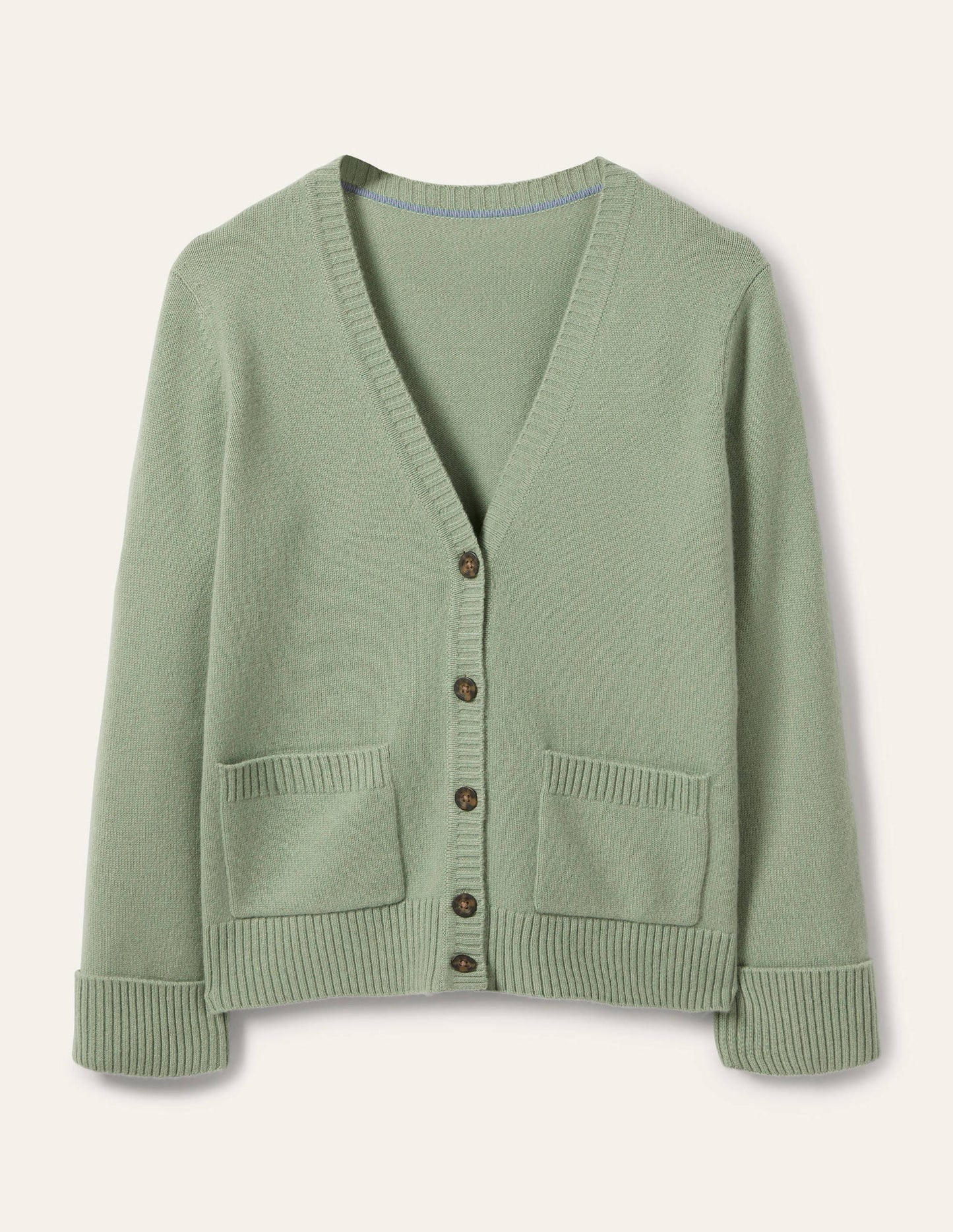 Cashmere Cuff Detail Cardigan-Peridot Green