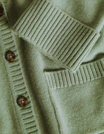 Cashmere Cuff Detail Cardigan-Peridot Green-6