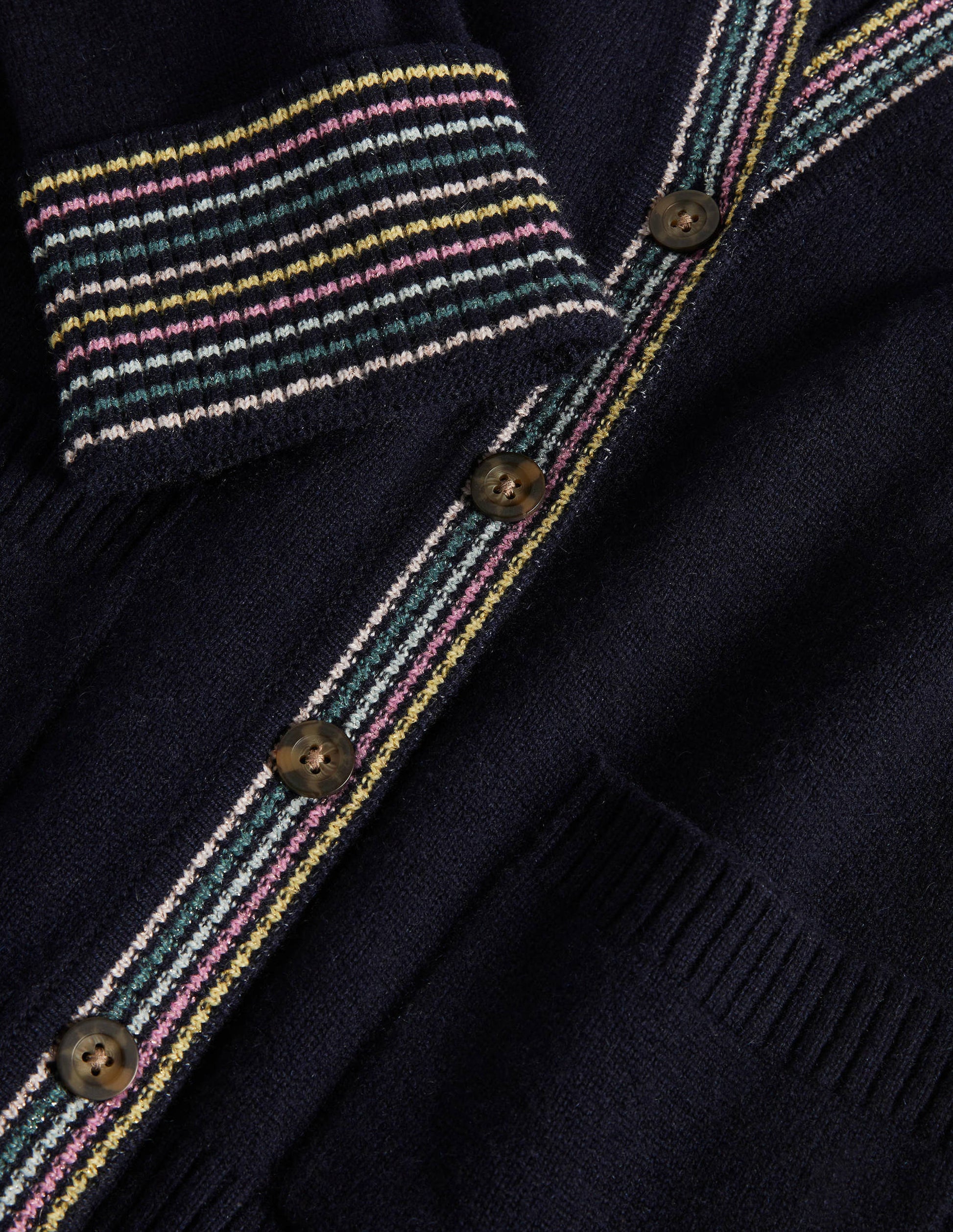 Cashmere Cuff Detail Cardigan-Navy-6