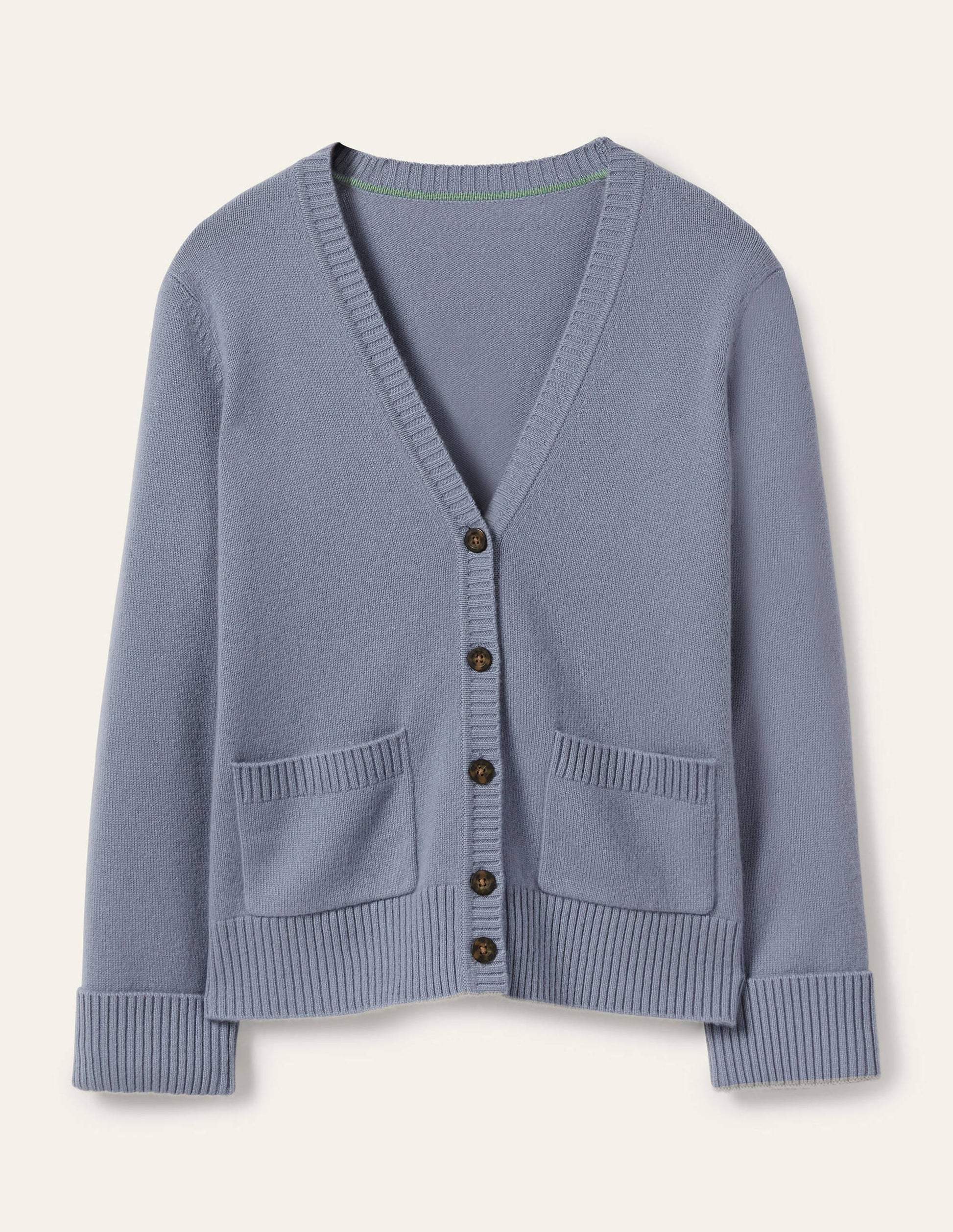 Cashmere Cuff Detail Cardigan-Lapis Light Blue-5