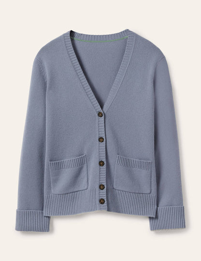 Cashmere Cuff Detail Cardigan-Lapis Light Blue-5