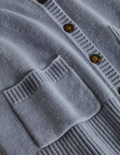 Cashmere Cuff Detail Cardigan-Lapis Light Blue-6