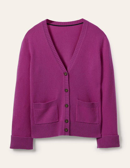 Cashmere Cuff Detail Cardigan-Regal Purple-5