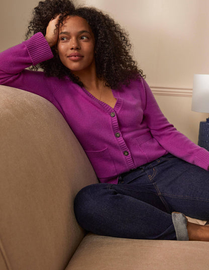 Cashmere Cuff Detail Cardigan-Regal Purple-1