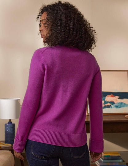 Cashmere Cuff Detail Cardigan-Regal Purple-3