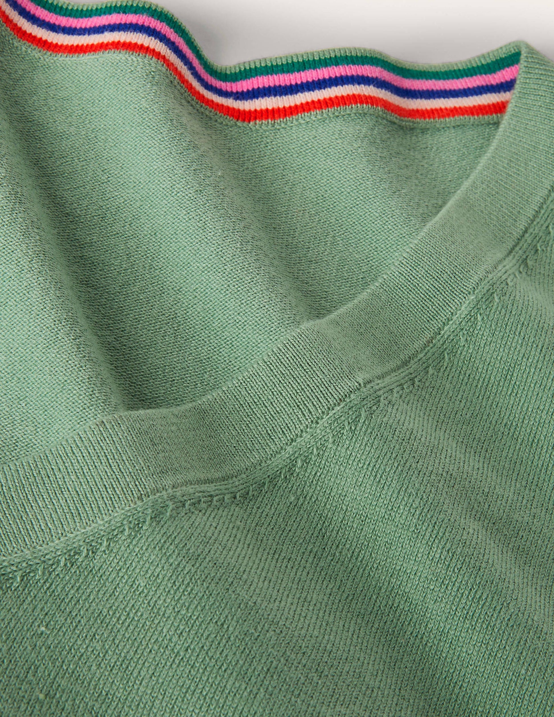 Cotton V-Neck Jumper-Duck Egg-6