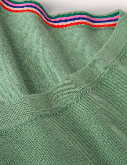 Cotton V-Neck Jumper-Duck Egg-6