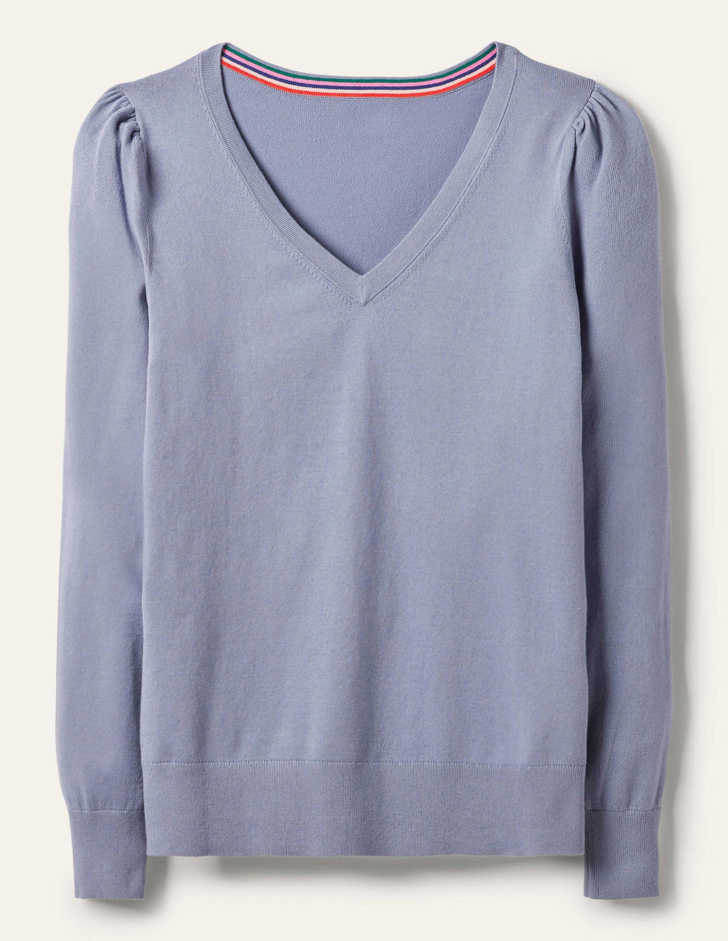 Cotton V-Neck Jumper-River
