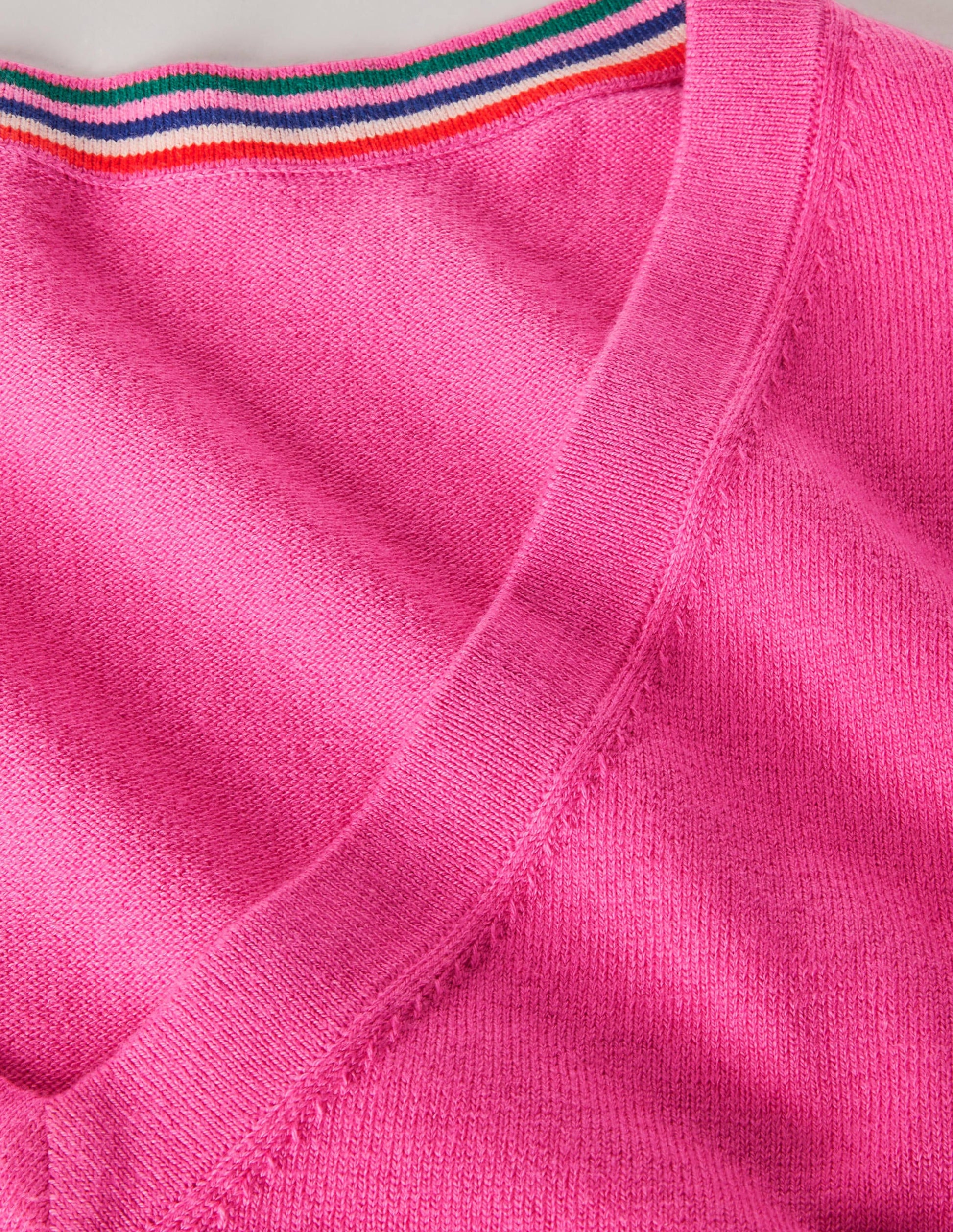 Cotton V-Neck Jumper-Candy Pink-6