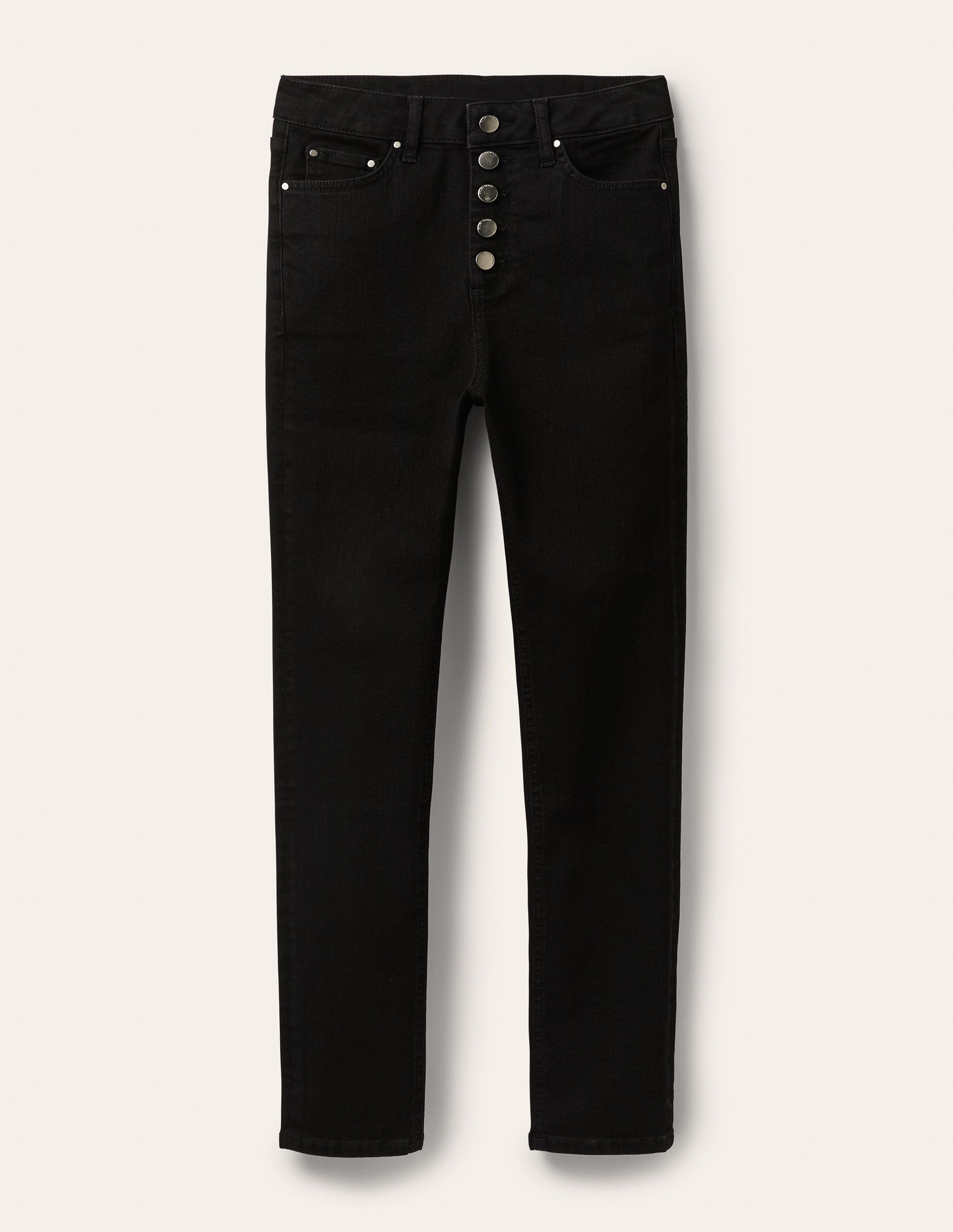 Button Fly Skinny Jeans-Black Waxed-7