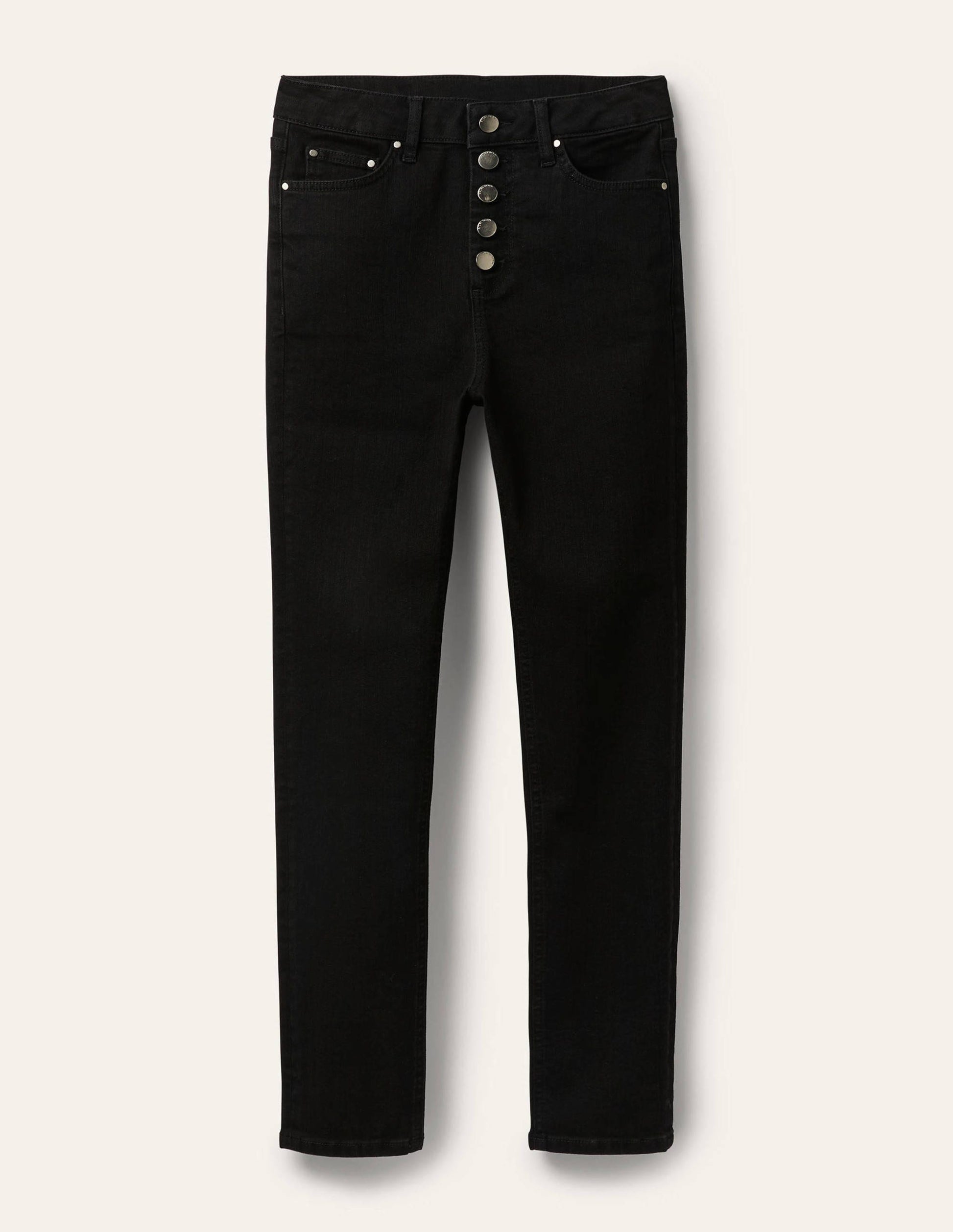 Button Fly Skinny Jeans-Black-5
