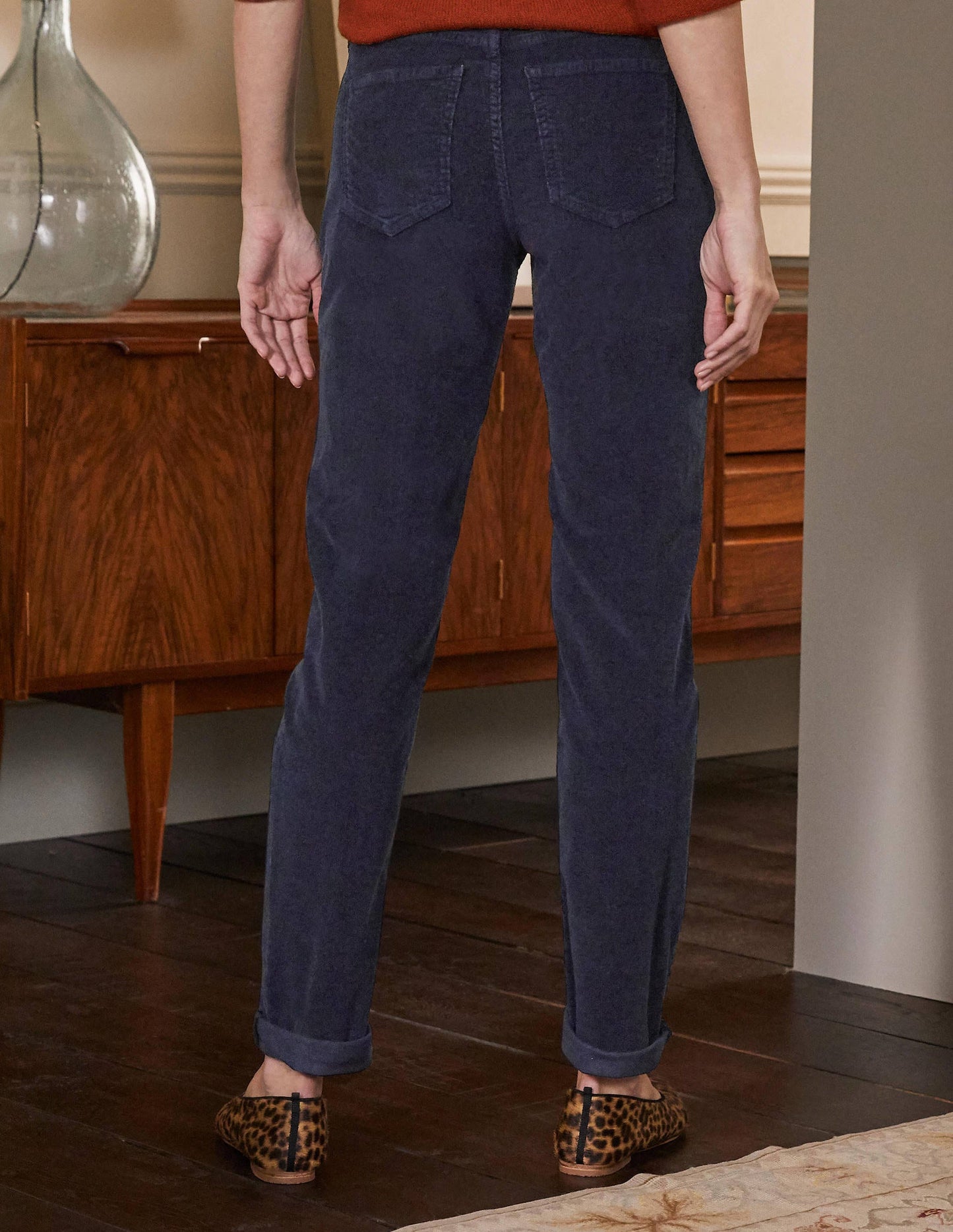 Cord Girlfriend Jeans-Navy