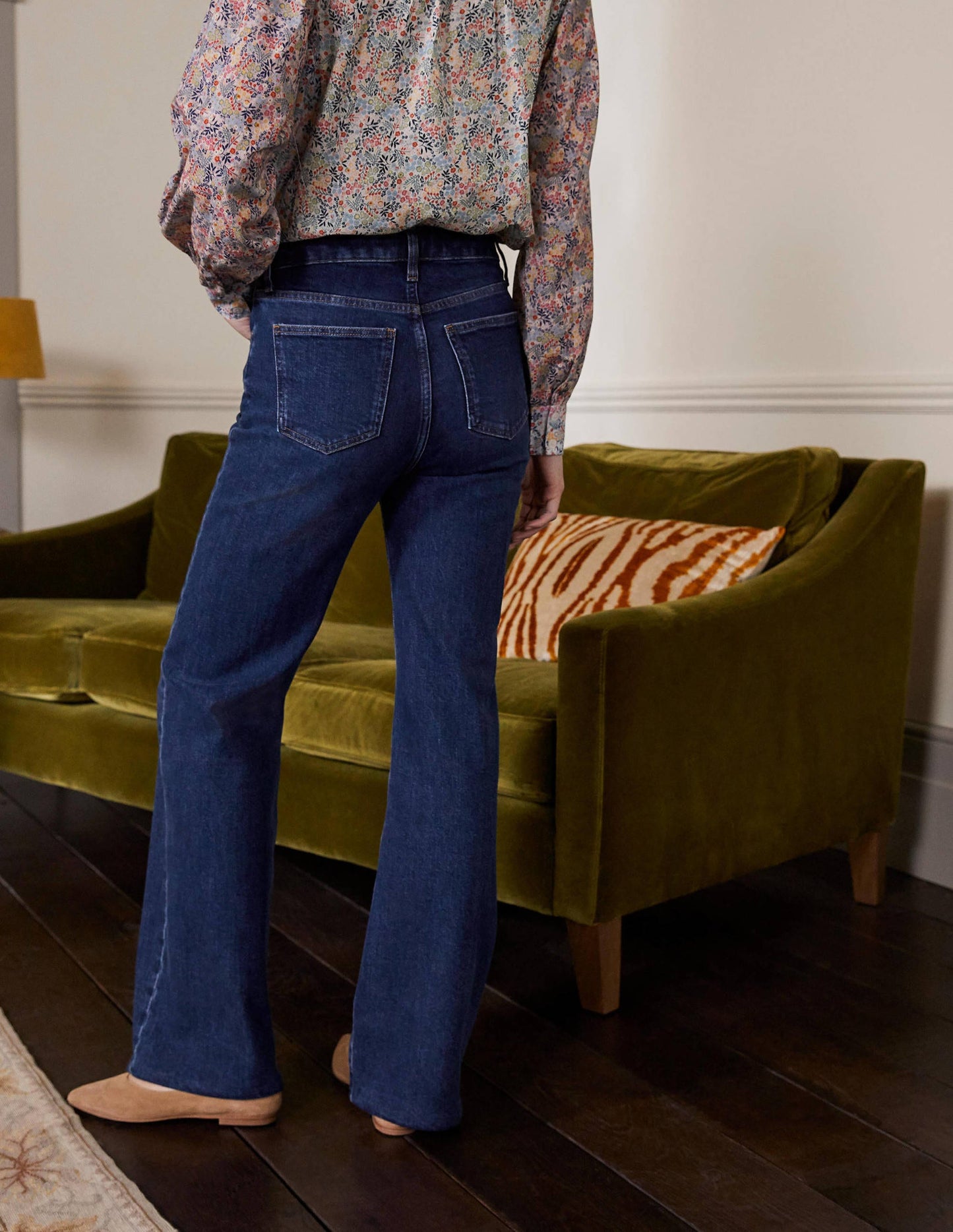 Button Fly Relaxed Flares-Dark Vintage