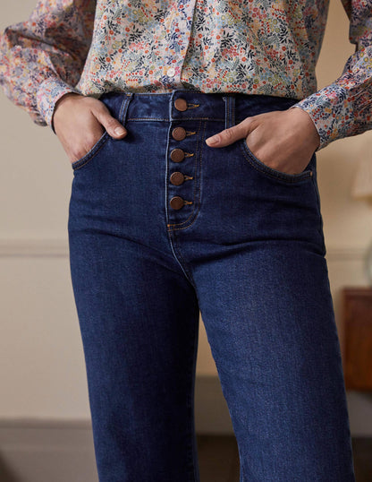 Button Fly Relaxed Flares-Dark Vintage-4