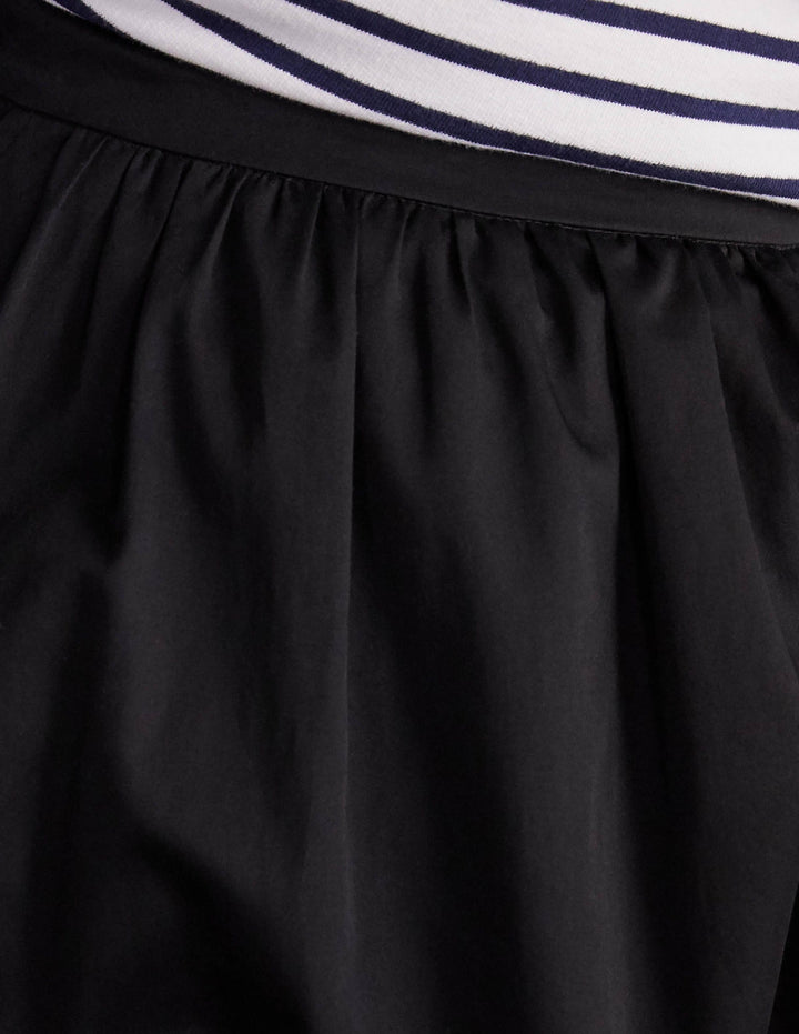 Cotton Sateen Skirt-Black