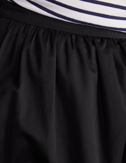 Cotton Sateen Skirt-Black-1
