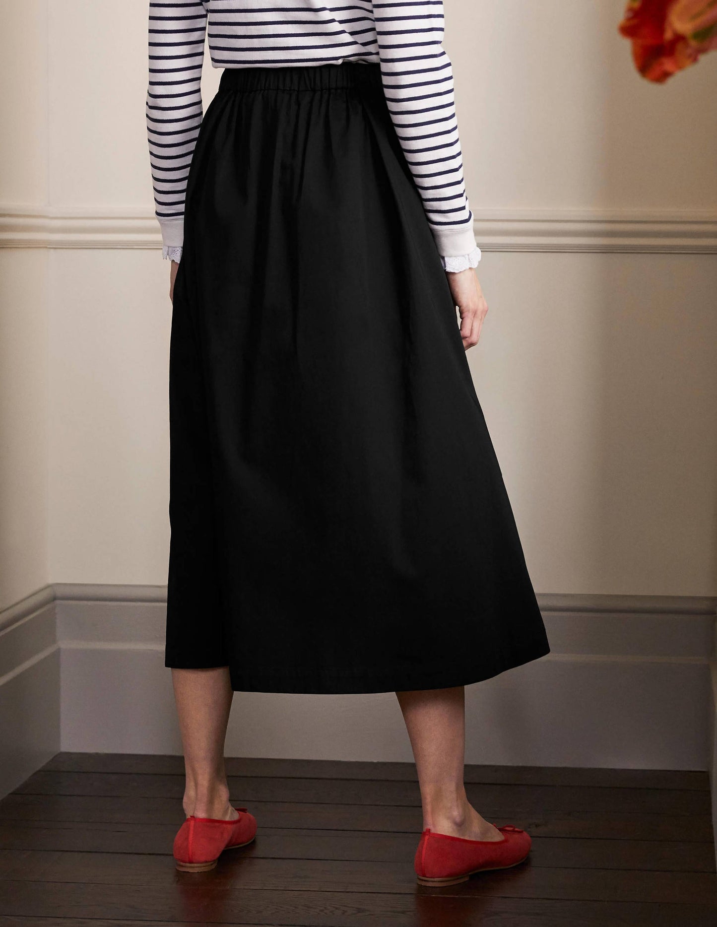 Cotton Sateen Skirt-Black