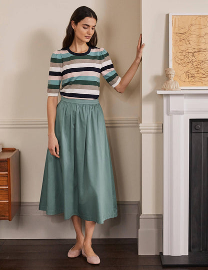 Cotton Sateen Skirt-Heath-4