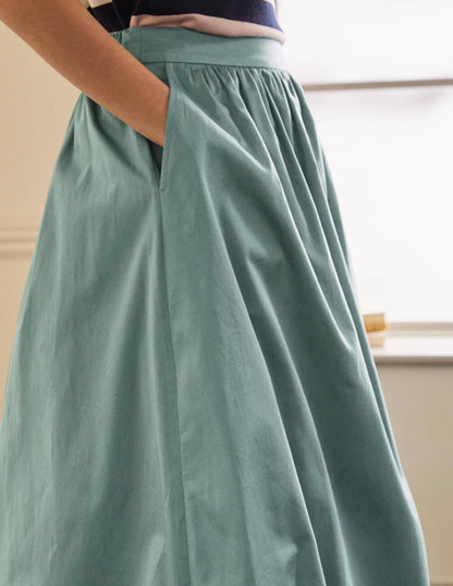 Cotton Sateen Skirt-Heath-3