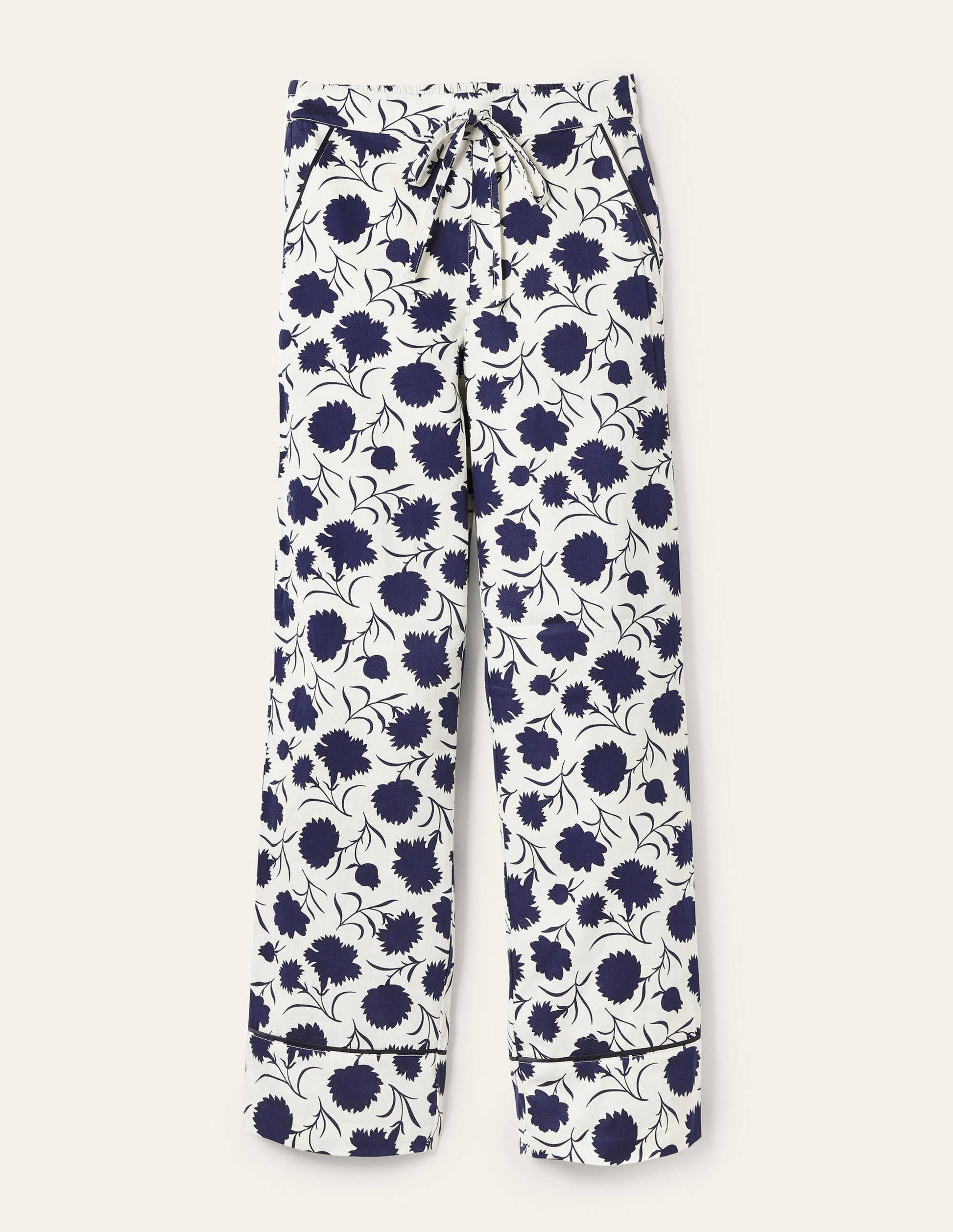Cotton Pyjama Trousers-Ivory, Leafy Bud-5