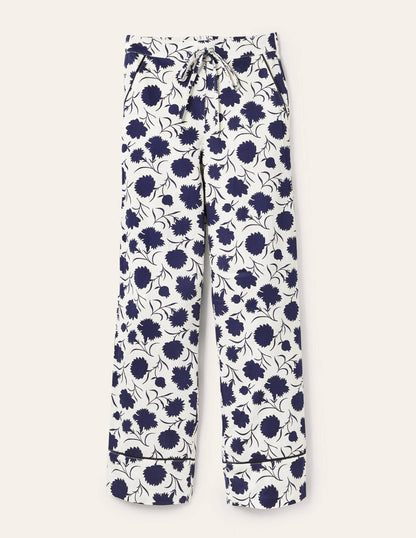 Cotton Pyjama Trousers-Ivory, Leafy Bud-5