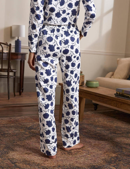 Cotton Pyjama Trousers-Ivory, Leafy Bud-2