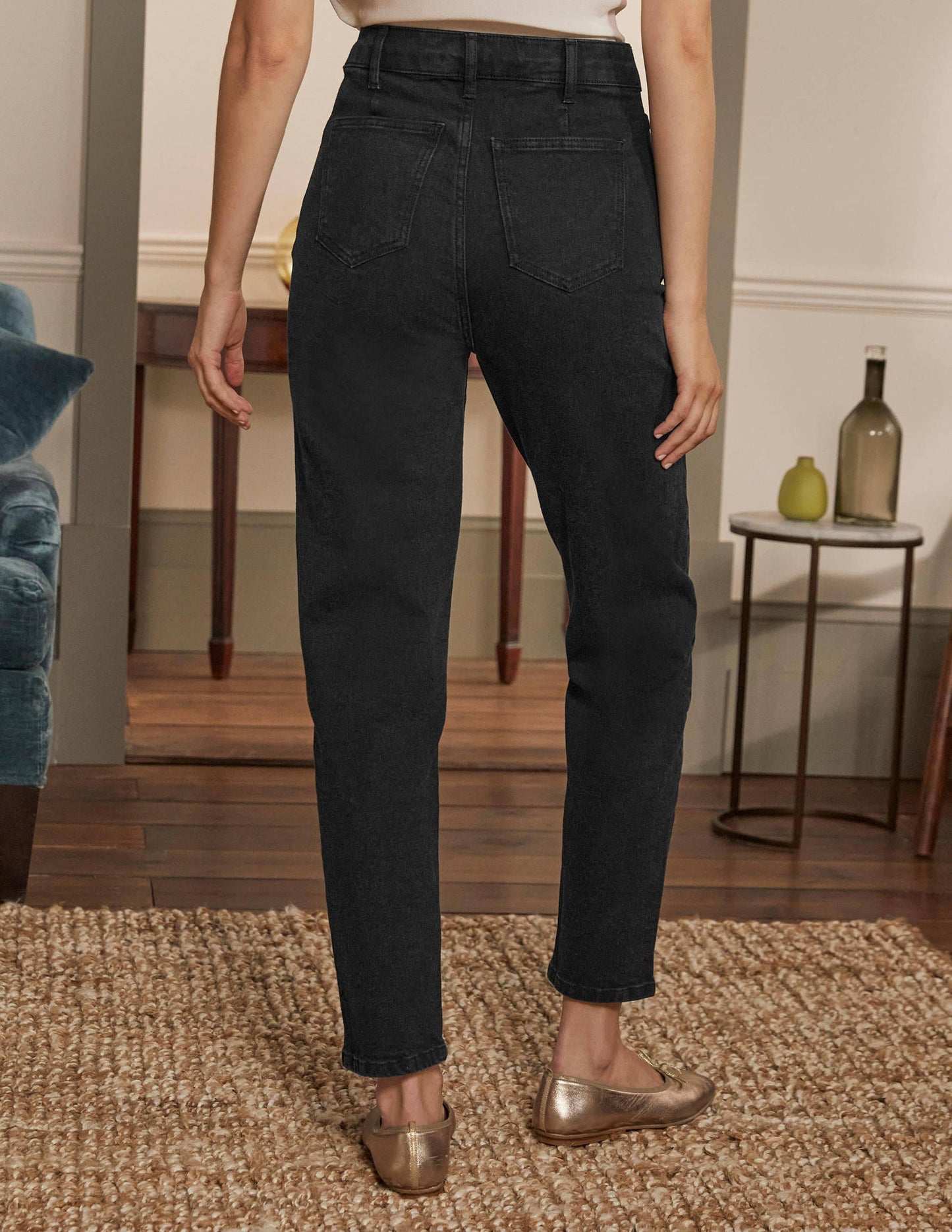 Barrel Leg Jeans-Washed Black