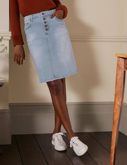 Amelie Girlfriend Skirt-Denim Light Wash