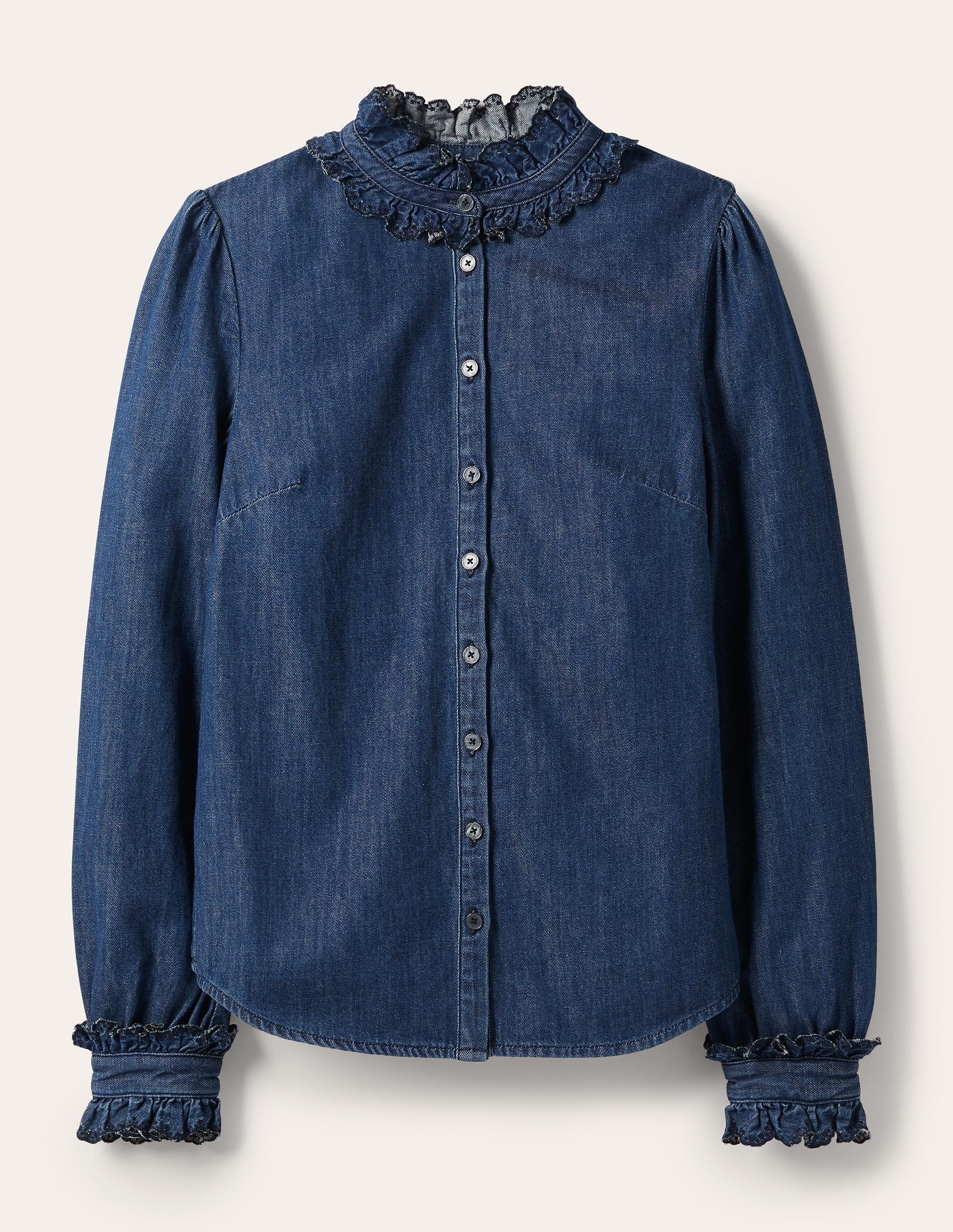 Eliza Broderie Shirt-Mid Vintage Denim - Image 8