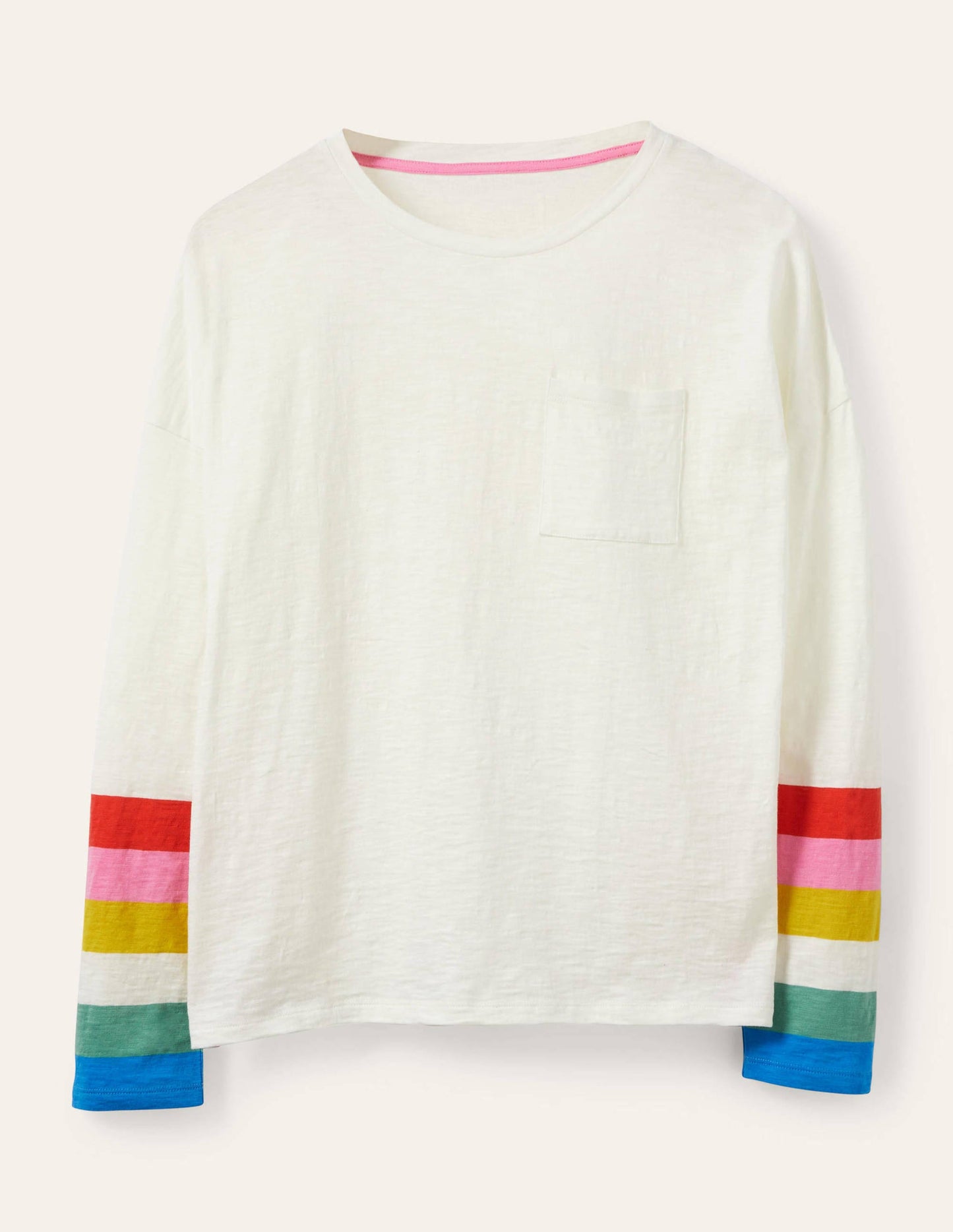 Boxy Jersey Tee-Bright Petal Rainbow Cuff